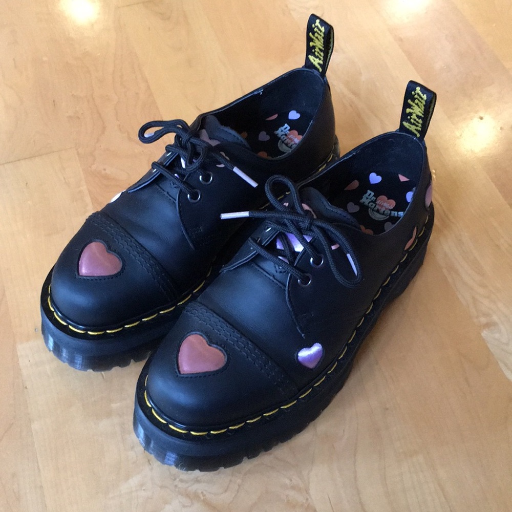 Dr. Martens 1461 Leather Heart Platform Shoes - Picture 14 of 16